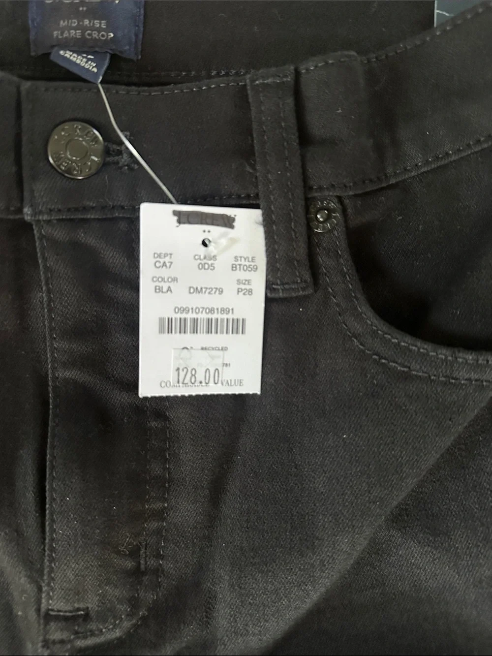J Crew NWT mid-rise‎ flare crop all day stretch black womens  size 28P